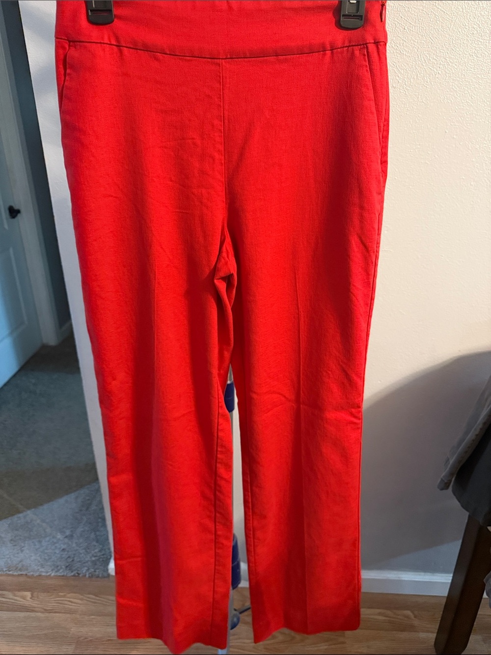 White House Black Market Red Stretch Straight-Leg Pants